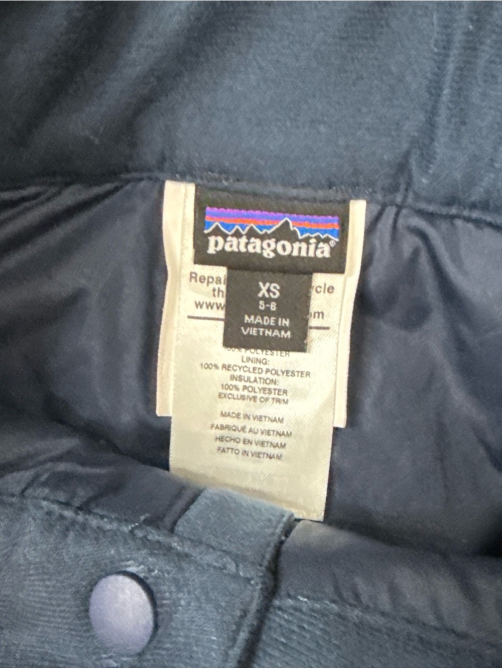 Patagonia Navy children's snow ski bib pants, size Xs 5/6 A020826 - Picture 7 of 8